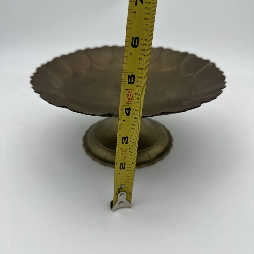 Vintage Antique Mottahedeh Brass Footed Candy Dish Decor Holder 4